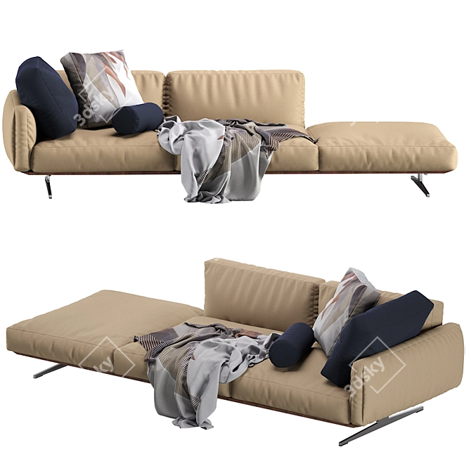Flexform Soft Dream Chaise Lounge: Unparalleled Comfort & Elegance 3D model image 4