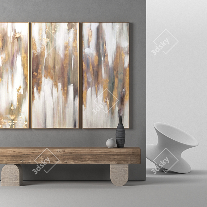 Modern Art Frames Set - 1500x670 mm - 2 Frames 3D model image 3