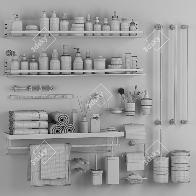 Modern Bathroom Accessories Set 3D model image 5