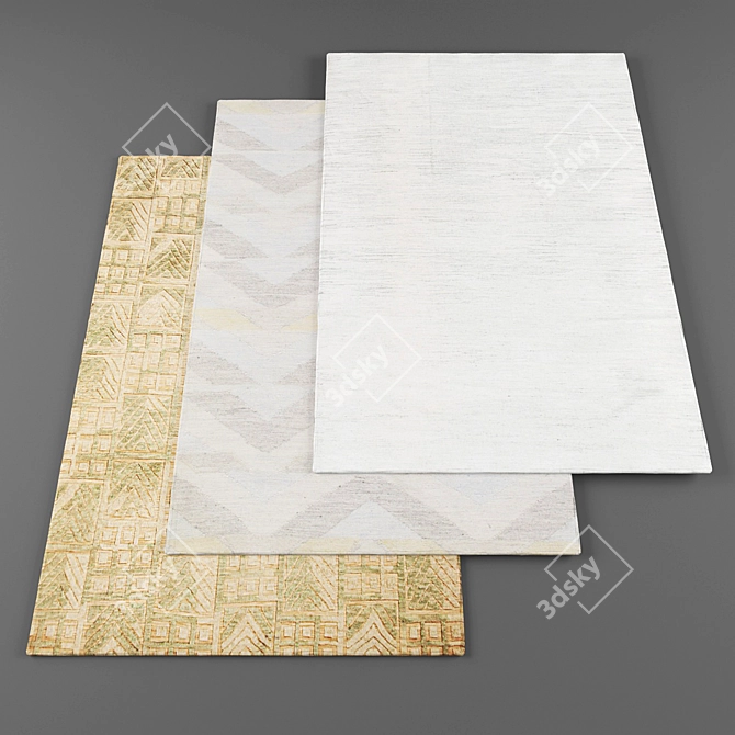 High Resolution Set of 3 Rugs 3D model image 1