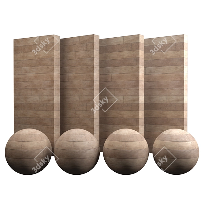 Japanese Temple Parquet: Authentic 100x100cm Texture 3D model image 1