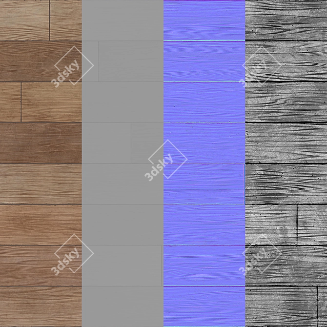 Japanese Temple Parquet: Authentic 100x100cm Texture 3D model image 3