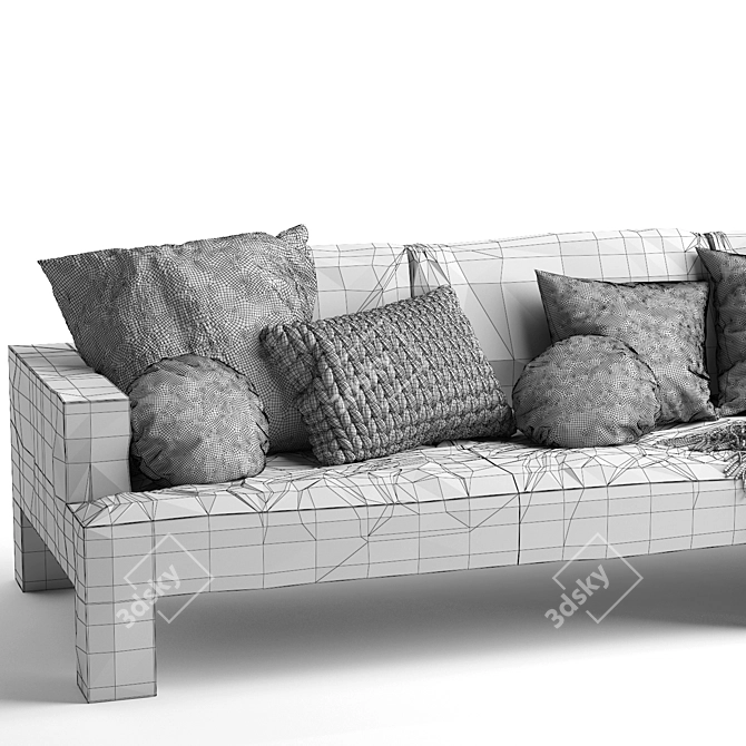 Elegant 3 Seater Piano Sofa 3D model image 5