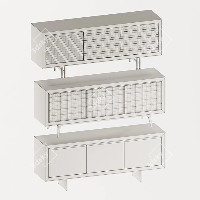 Quadra Wood Pedestals Set 3D model image 3