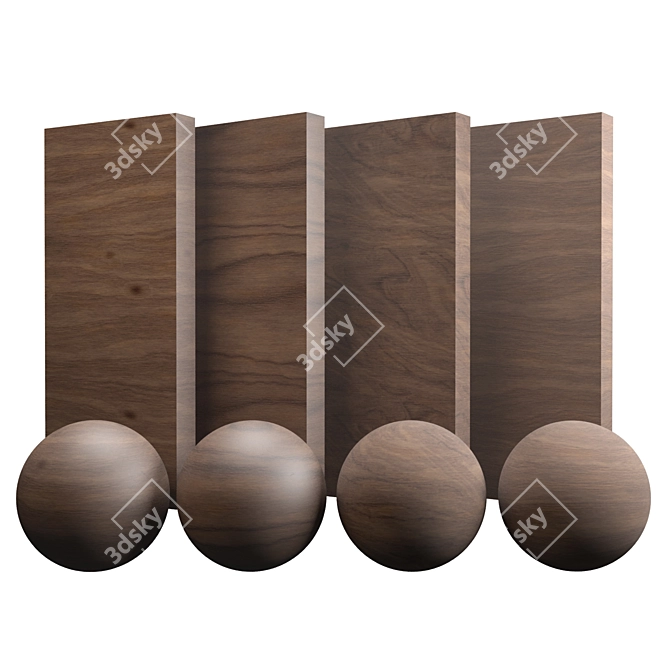 Elegant Walnut Varnished Wood 3D model image 1