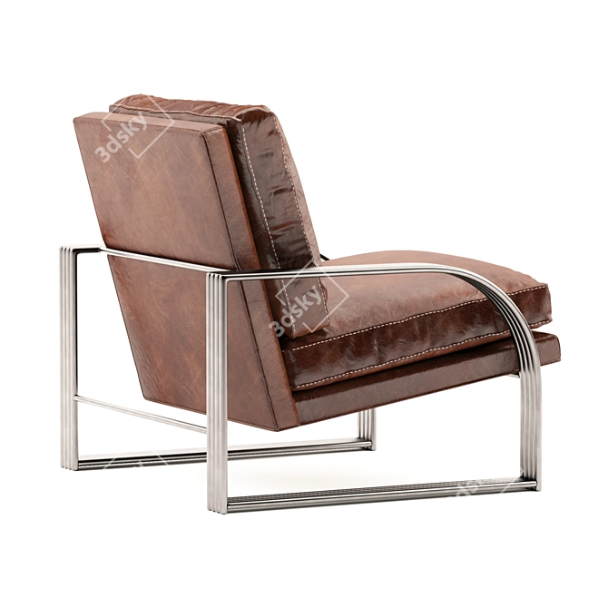 Luxury Leather Lounge Armchair 3D model image 2