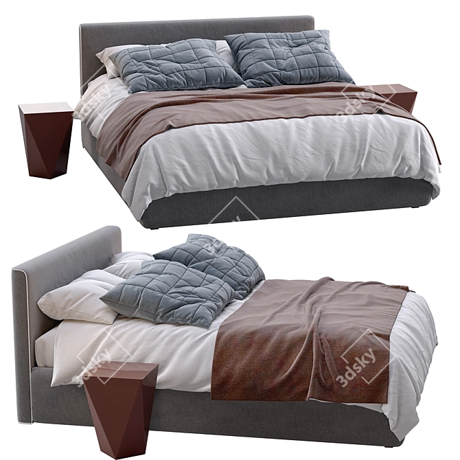 Elegant Tangram Bed by Vibieffe 3D model image 7