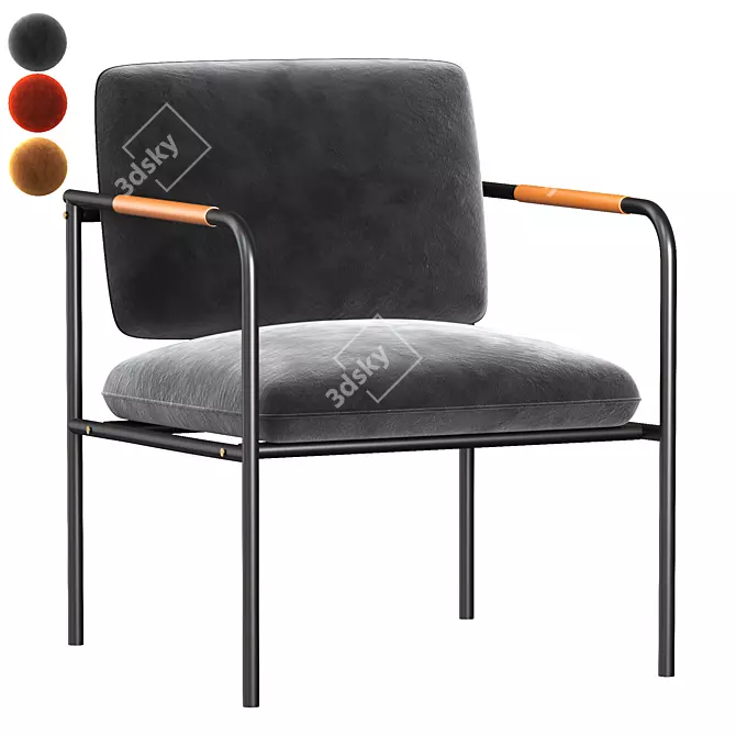 Sleek Charcoal Gray Lounge Chair 3D model image 1