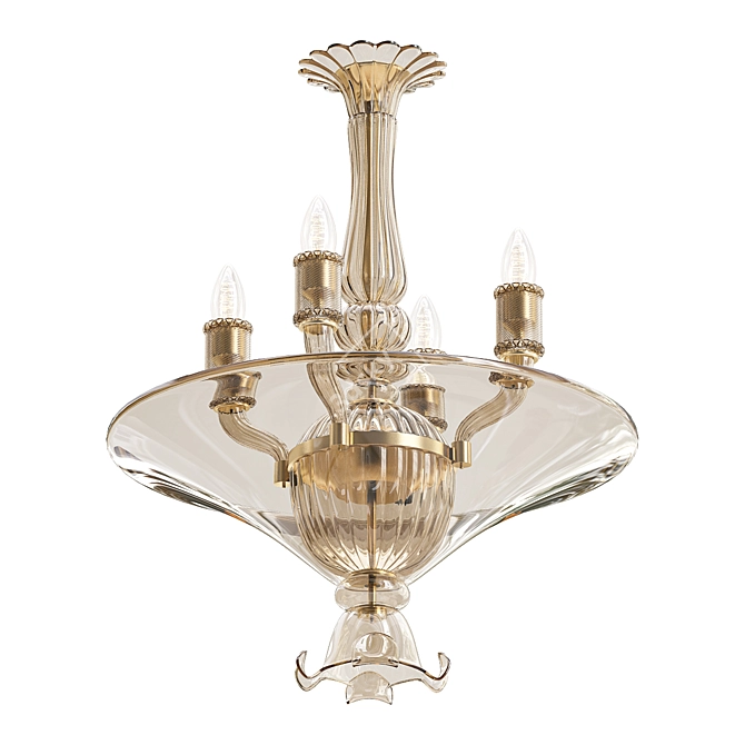 Elegant Murano Glass Chandelier with Gold Inclusions 3D model image 1