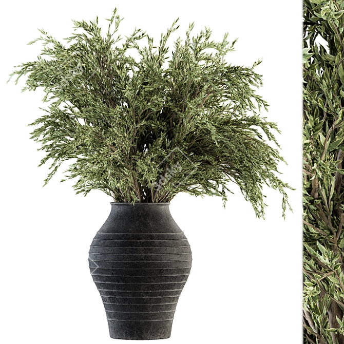 Green Oasis: Big Bush in Vase 3D model image 1