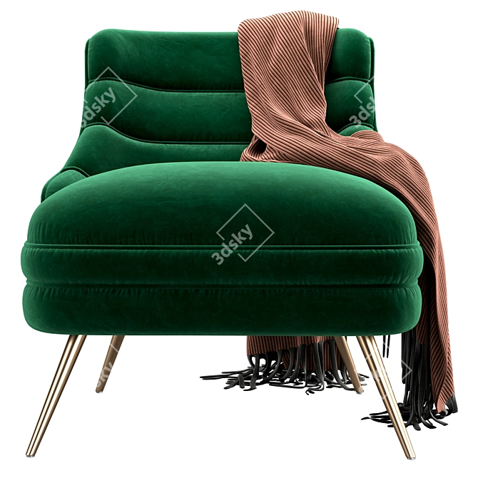 Luxury Emerald Velvet Lounger 3D model image 3