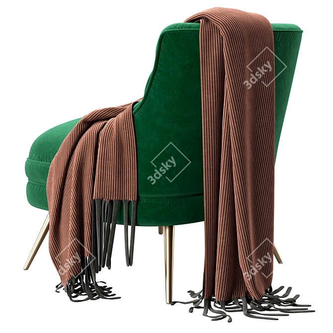 Luxury Emerald Velvet Lounger 3D model image 4