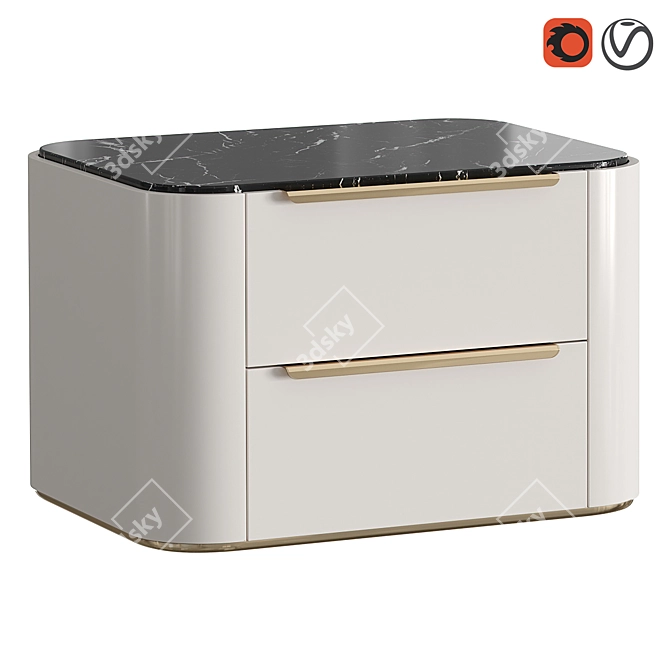 Modern Bamboo Bedside Table 3D model image 1