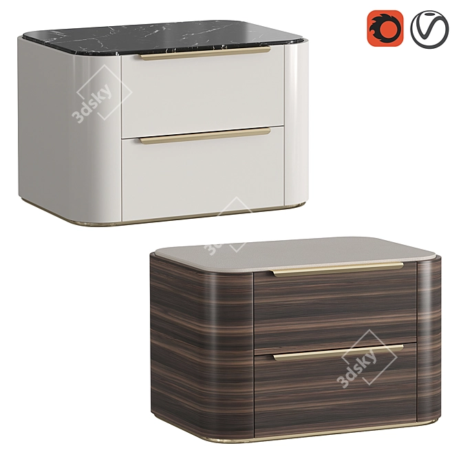 Modern Bamboo Bedside Table 3D model image 5