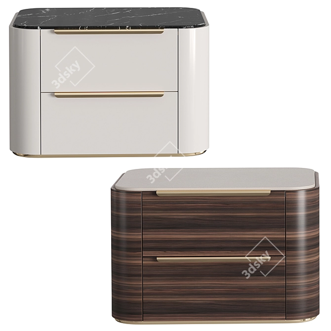 Modern Bamboo Bedside Table 3D model image 6