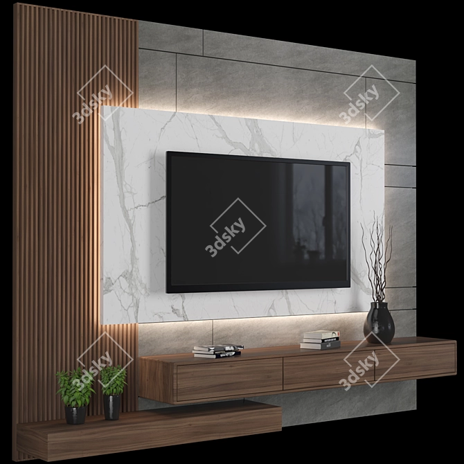 Versatile TV Wall Unit for Stunning Renders 3D model image 4