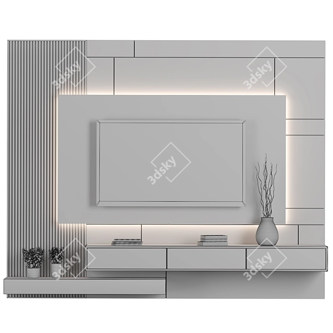 Versatile TV Wall Unit for Stunning Renders 3D model image 5