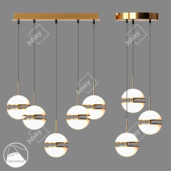 Elegant Crescent Pendant Light 3D model image 1