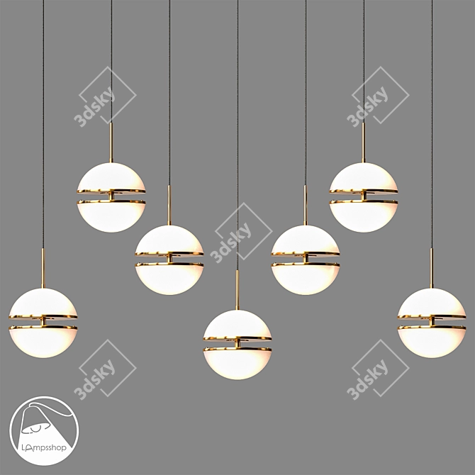 Elegant Crescent Pendant Light 3D model image 3