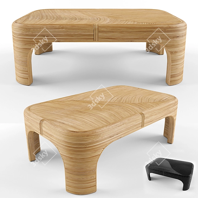 Modern Rattan Coffee Table 3D model image 1