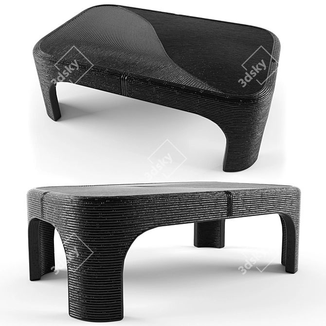 Modern Rattan Coffee Table 3D model image 2