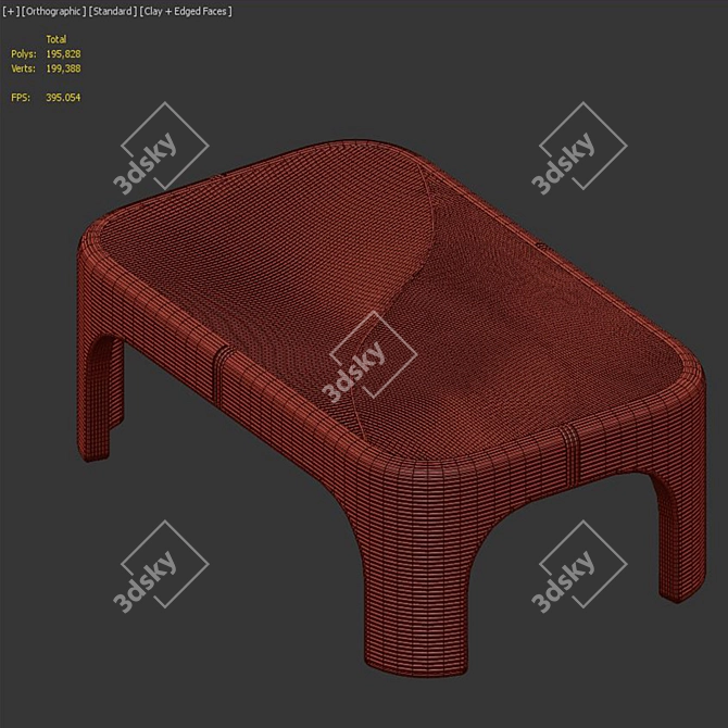 Modern Rattan Coffee Table 3D model image 4