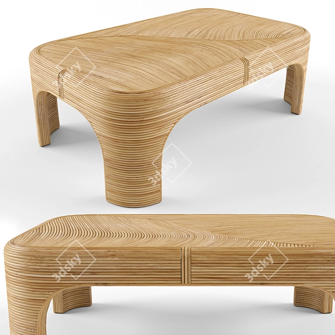 Modern Rattan Coffee Table 3D model image 5