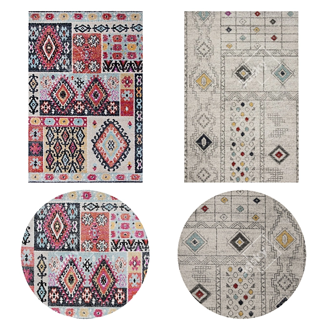 Versatile Set of 8 Rugs 3D model image 1