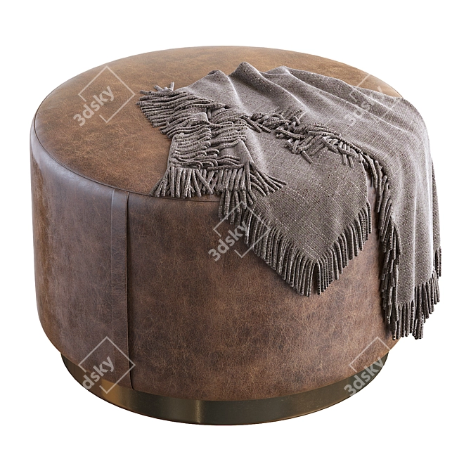 WIKA Coleccion Alexandra 2021 Luxury Leather Round Ottoman 3D model image 3