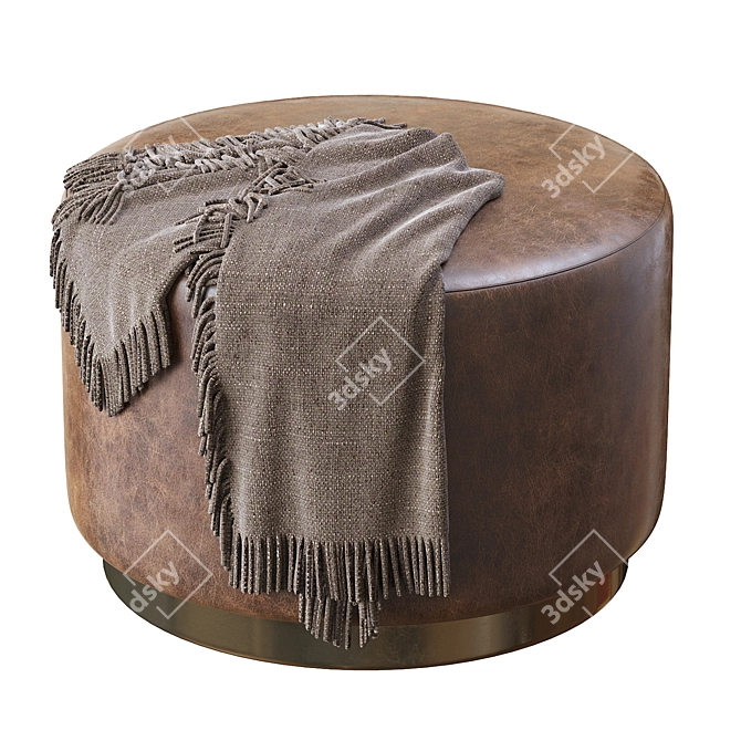 WIKA Coleccion Alexandra 2021 Luxury Leather Round Ottoman 3D model image 4