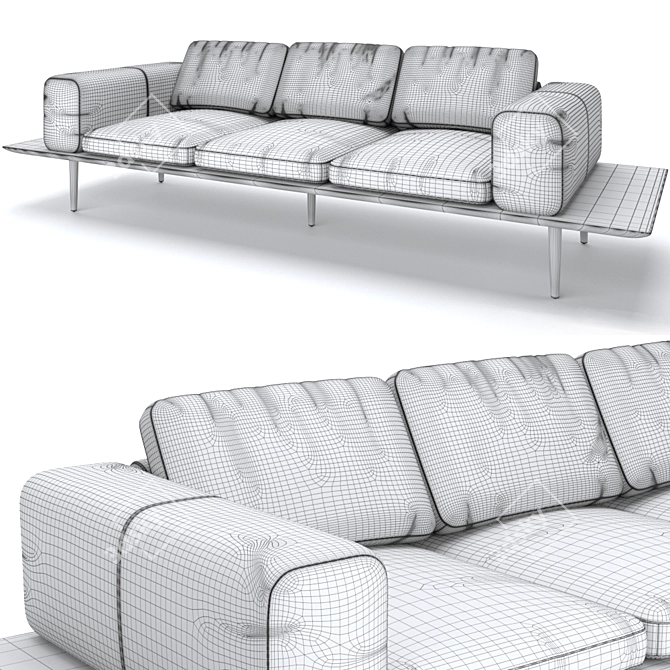 Luxurious Plateau Leather Sofa 3D model image 2