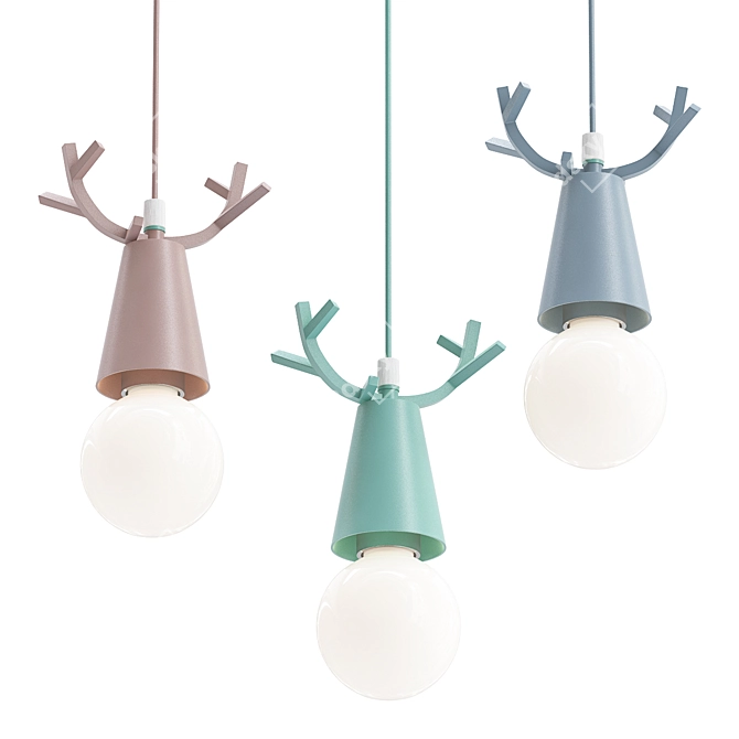 Elegant Deer Horn Pendant Light 3D model image 1