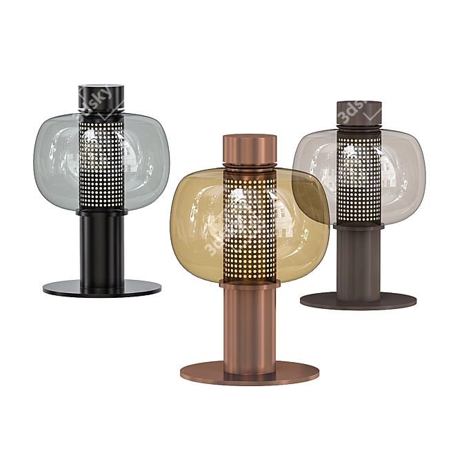 Bonbori Outdoor: LED Glass & Stainless Steel Table Lamp 3D model image 1