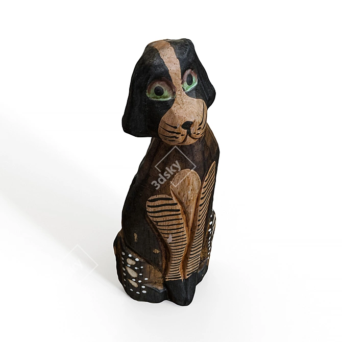 Playful Pup Dog Figurine 3D model image 2