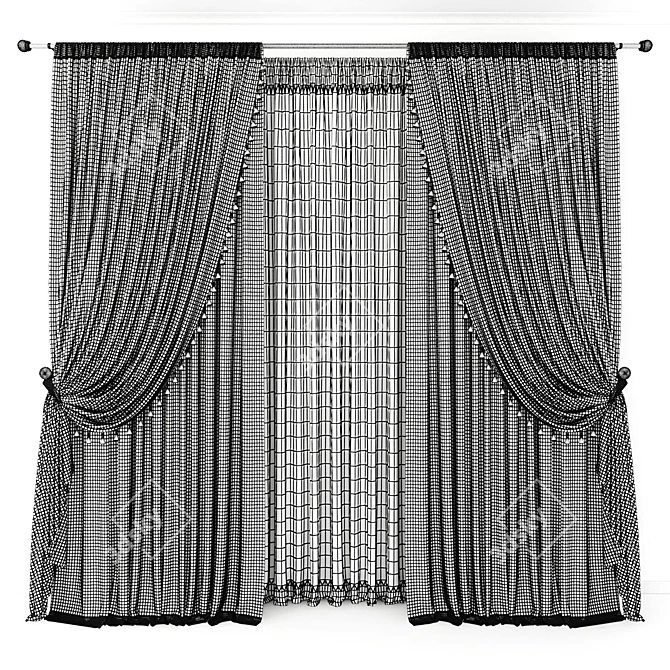 Elegant Sheer Curtain 3D model image 2