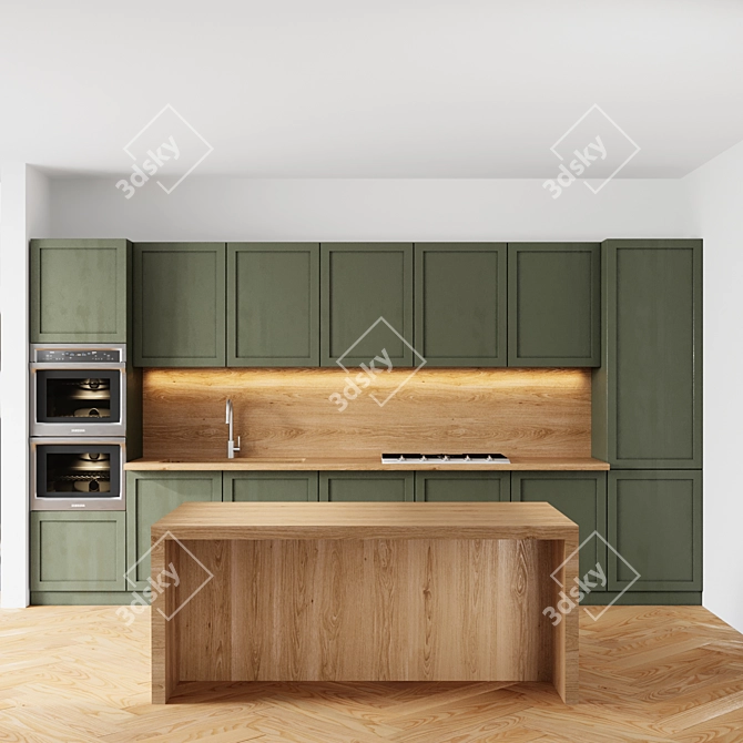 Title: Eco-Friendly Green Kitchen Island 3D model image 3