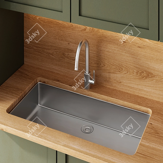 Title: Eco-Friendly Green Kitchen Island 3D model image 5