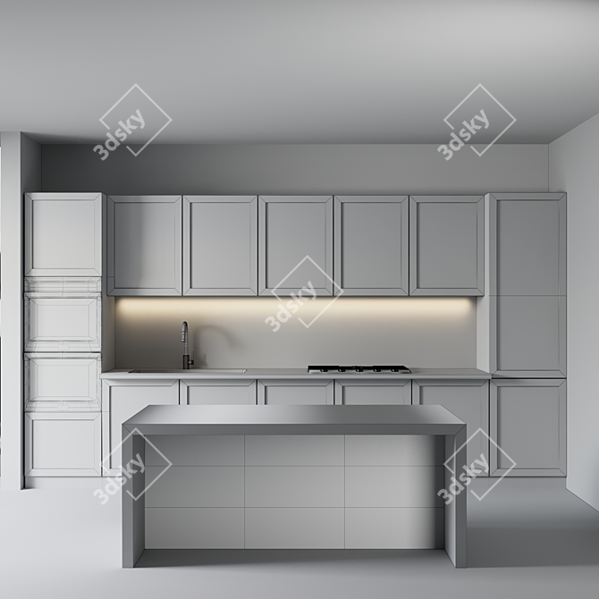 Title: Eco-Friendly Green Kitchen Island 3D model image 7