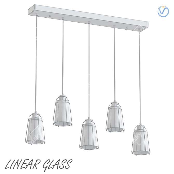 Sleek Glass Island Chandelier 3D model image 2