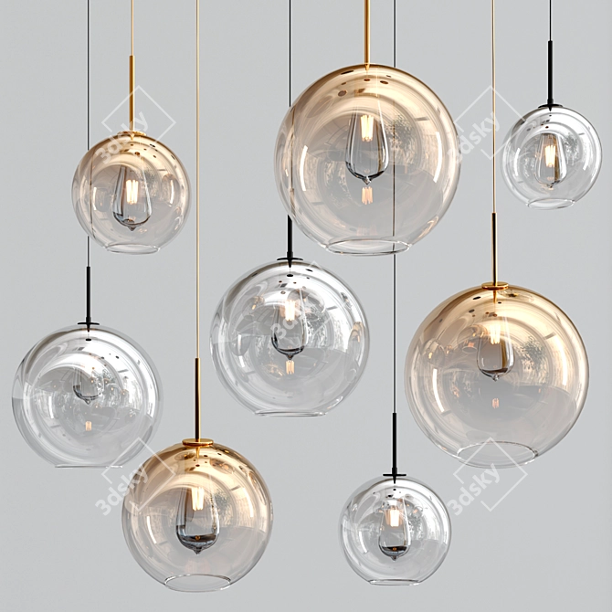 Elegant Glass Pendant Light 3D model image 1