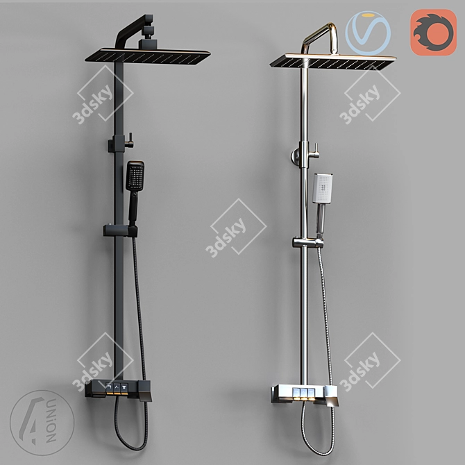 Modern Adjustable Shower System 3D model image 1