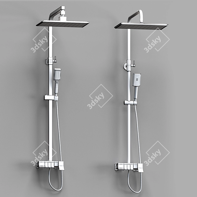 Modern Adjustable Shower System 3D model image 2