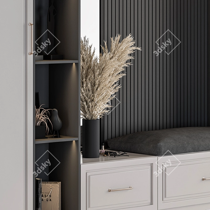 Sleek Gray and Black Hallway Set 3D model image 3