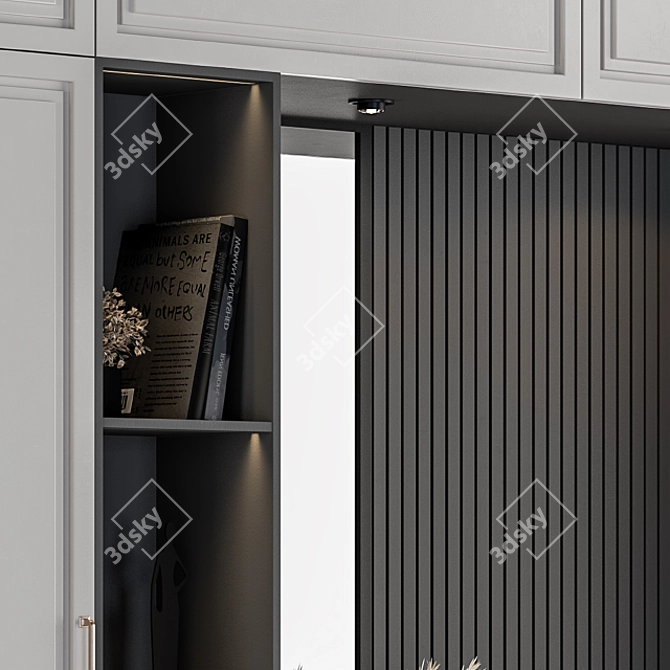 Sleek Gray and Black Hallway Set 3D model image 4