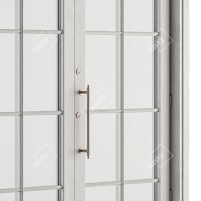 White Vintage Glass Door Set 3D model image 3