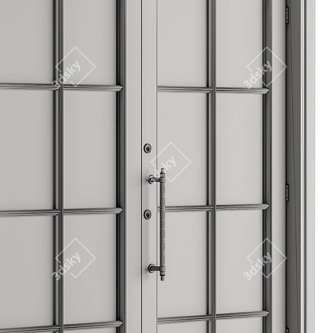 White Vintage Glass Door Set 3D model image 5