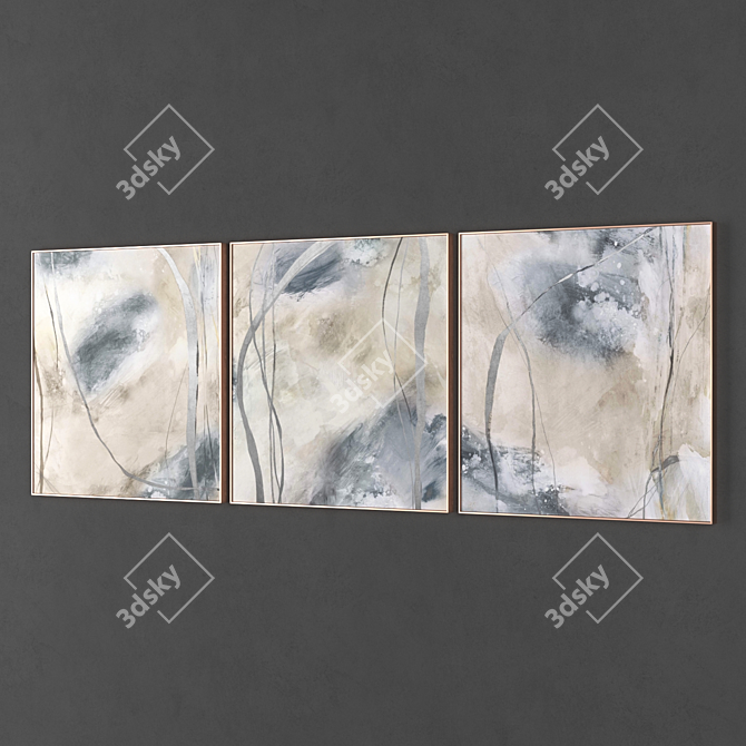 Elegant Collection: 3 Framed Paintings 3D model image 2