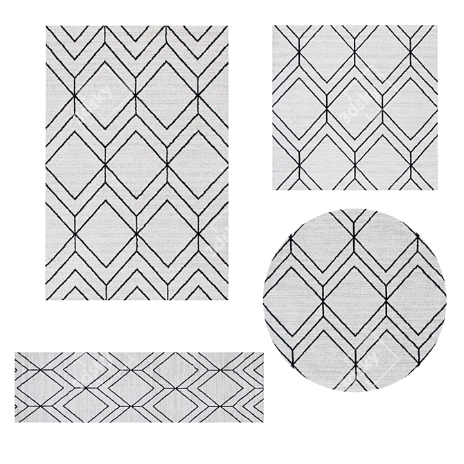 Versatile Set of 8 High-Quality Rugs 3D model image 1