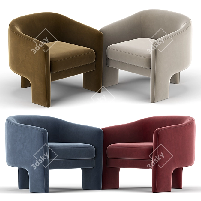 Effie Tripod Armchair: Sleek and Stylish Design 3D model image 2