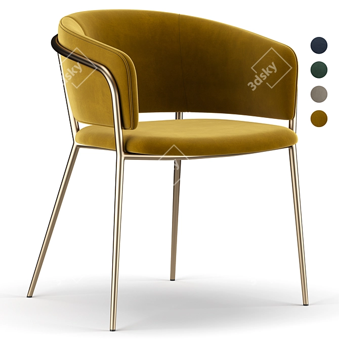 Elegant Amon Dining Chair 3D model image 1